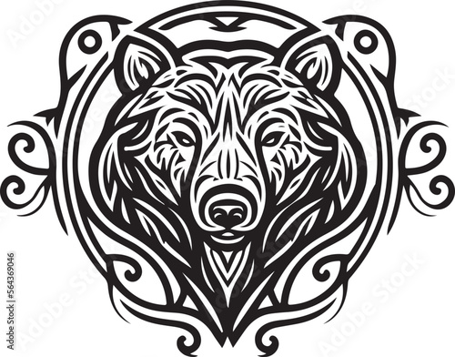 Vector illustration of bear head with ornament