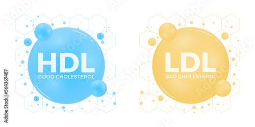 Good HDL and bad LDL cholesterol icon blood vessel density. High-density and low-density lipoprotein. Vector illustration