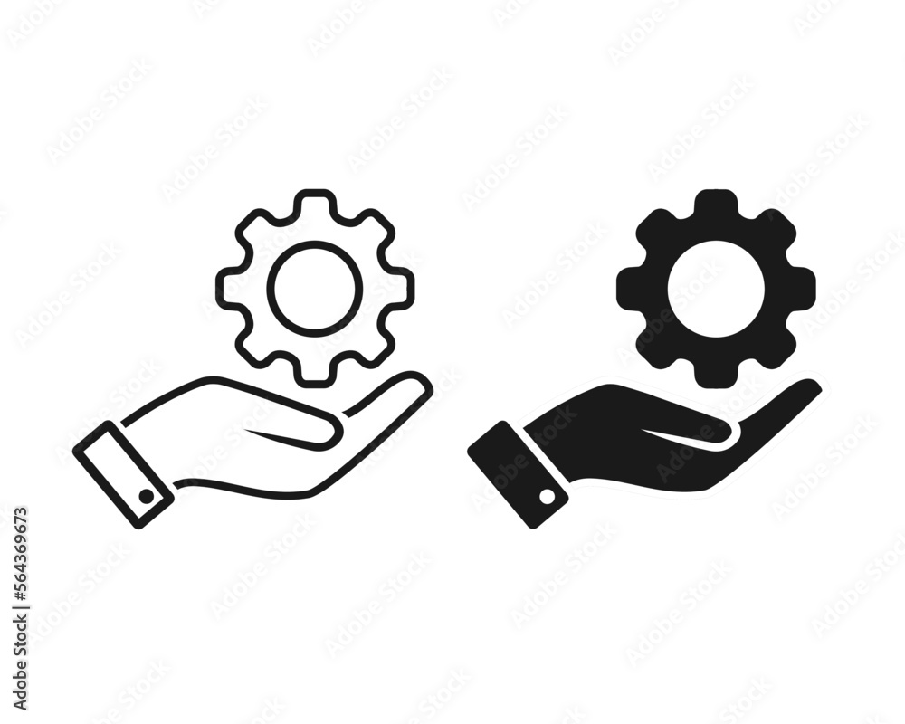 Hand mechanic gear icon. Settings support sign symbol. Illustration vector Hand mechanic gear icon. Settings support sign symbol. Illustration vector