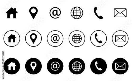 Contact us business icon set isolated on transparent background. Circle button style