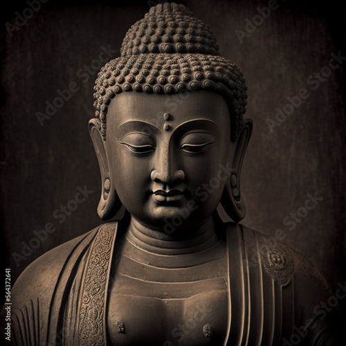 Wallpaper Mural Buddha statue. Buddhist religion. Generative AI. Torontodigital.ca
