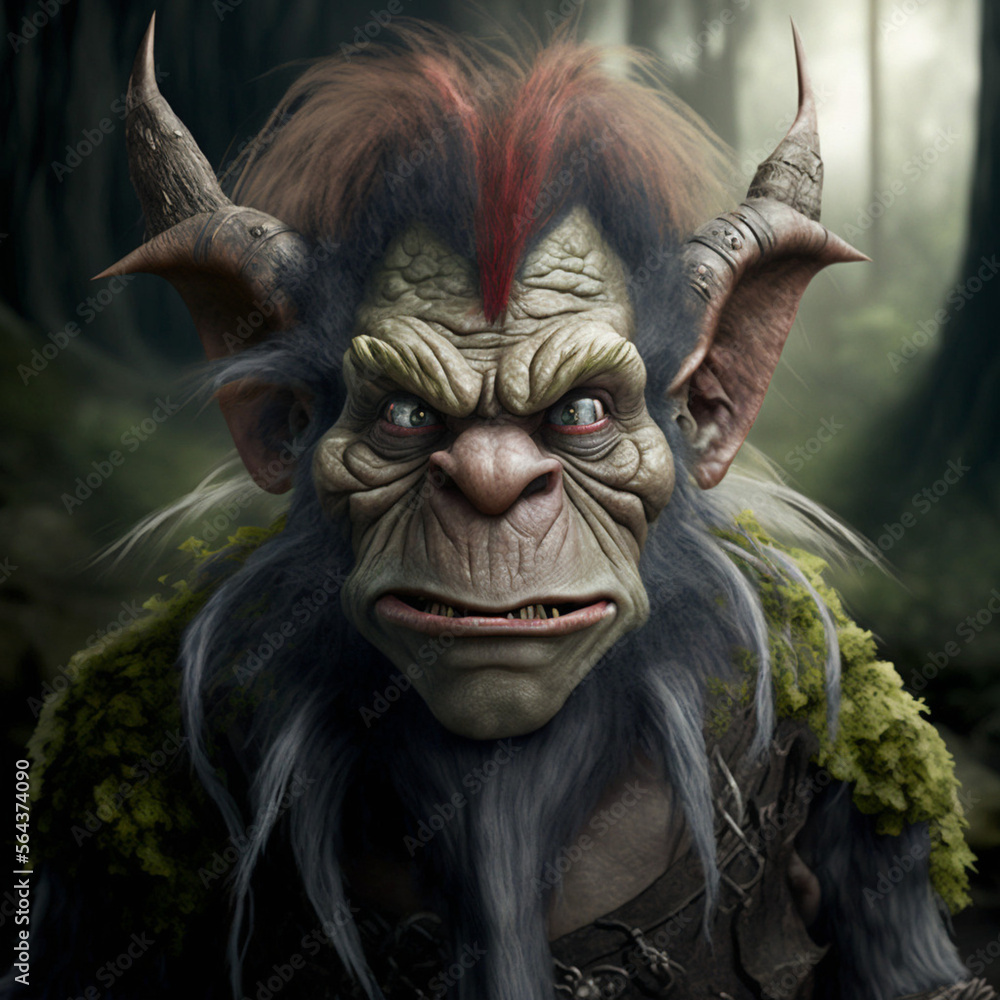 Portrait of an angry Troll. Generative AI.