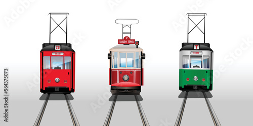 Vector illustration Nostalgic Turkish trams.