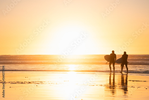 surfers on beach 
