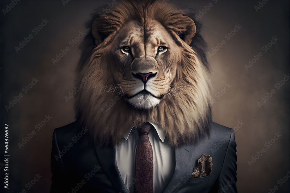 Portrait of a lion dressed in a formal business suit. 3d illustration Portrait of a lion dressed in a formal business suit. 3d illustration