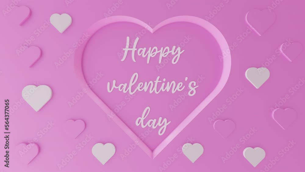 White handwritten happy valentine's day text with pink beating heart animation White handwritten happy valentine's day text with pink beating heart animation