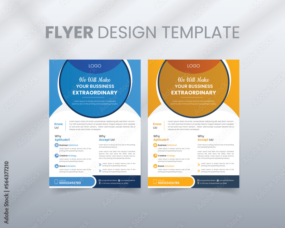 Corporate Business Flyer poster Templates brochure cover design layout background, two colors scheme, vector template in A4 size