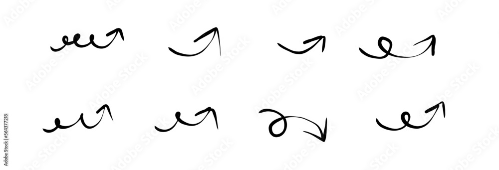 Scribbles, sketch arrows. Doodle highlight pen, pencil or marker handdrawn highlight element. (Full vector) Scribbles, sketch arrows. Doodle highlight pen, pencil or marker handdrawn highlight element. (Full vector)