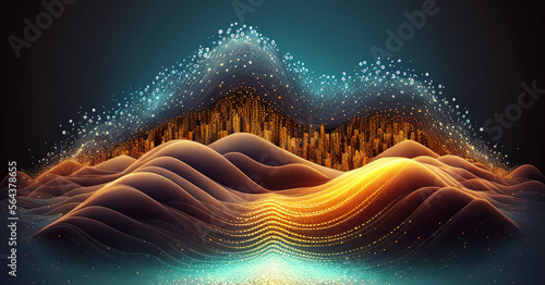 Abstract technology style with lighting. Colorful sound wave background photo