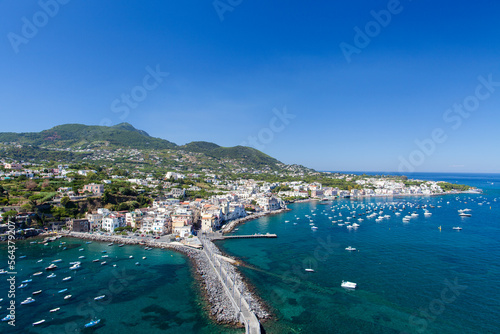 View of the sea and city, Ischica, Italy. Italian Islands.