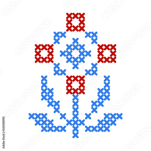 Flower pattern folk art scheme Cross stitch