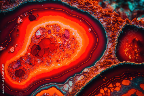Obraz na płótnie Fiery Red Geode Ruby Crystal Gemstone Background