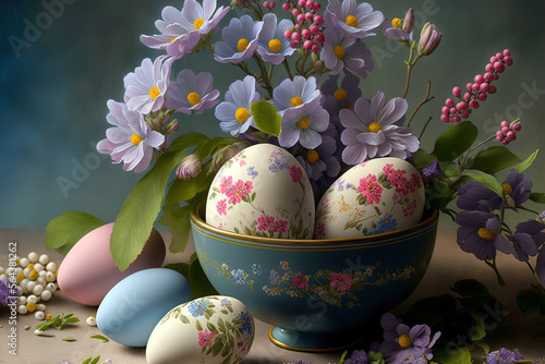 Picturesquely painted eggs ...