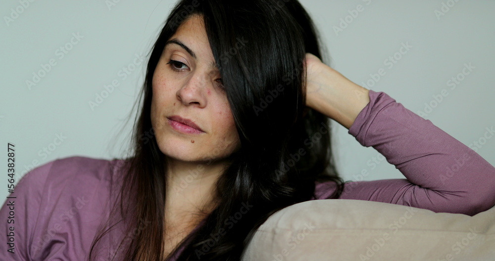 Fototapeta premium Pensive woman thoughtful person thinking deep in reflection