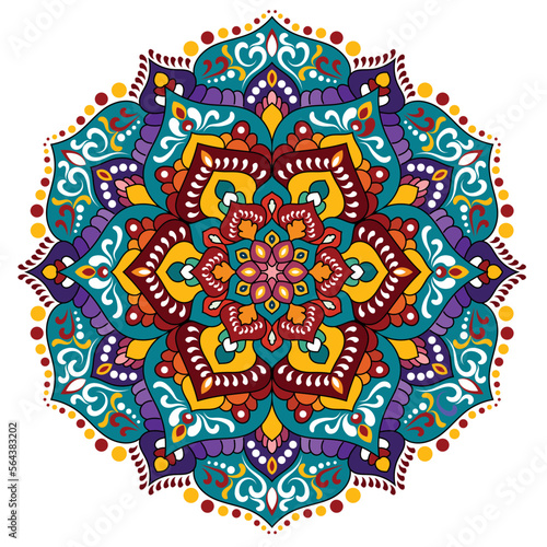 Colorful floral modern mandala and flower background.