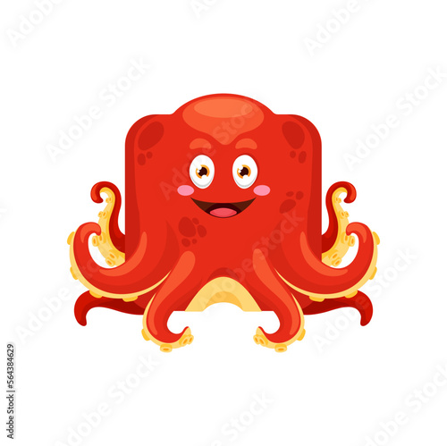 Octopus emoji, kawaii animal square face emoticon, vector cartoon character. Funny cute octopus kawaii emoji, undersea comic manga sticker or sea and ocean octopus avatar square face icon