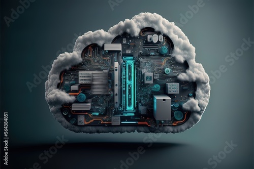 Neon dark background. Cloud...