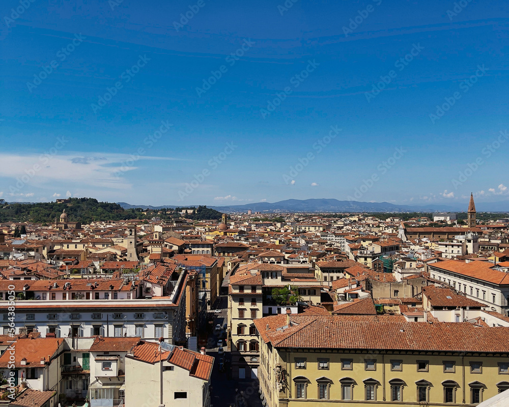 View of Florence city from top of Doumo Church in Florence, Italy.