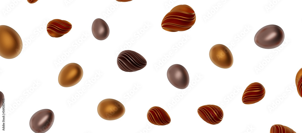 3d render illustration. Set of chocolate easter eggs 3d render illustration. Set of chocolate easter eggs
