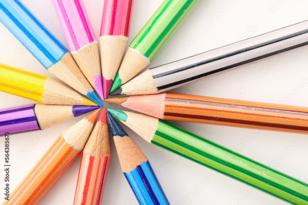 Set of colorful pencils on white background, closeup Set of colorful pencils on white background, closeup