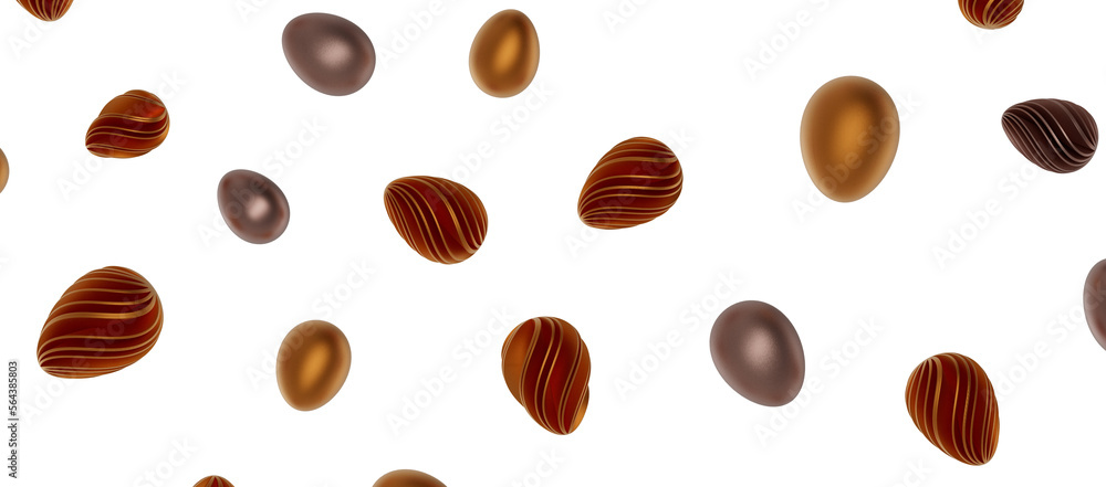 3d render illustration. Set of chocolate easter eggs 3d render illustration. Set of chocolate easter eggs