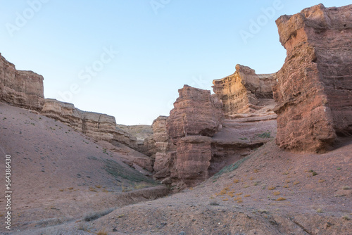 Castles Valley. Charynsky canyon rocky landscape. Landmark of Kazakhstan