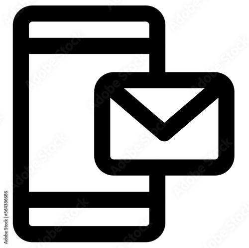 Sending mail via phone  icon stroke