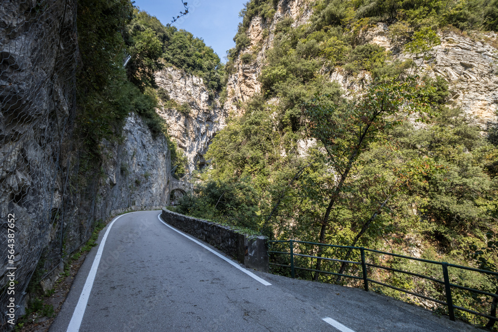 Strada della Forra mountain scenic road through the gorge on Lake Garda