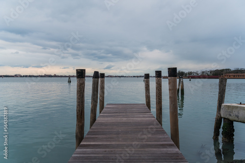 Wood Deck going into the lagoon in Venice, Italy