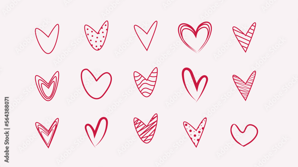 hand drawn red heart set on white background