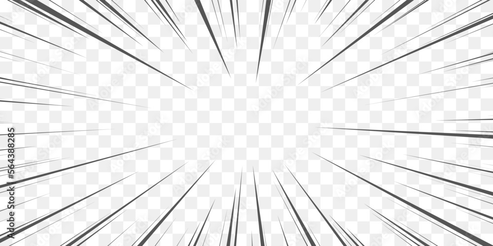 Manga transparent background. Comic motion, explosion or fast moving