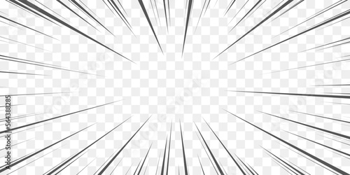 Manga transparent background. Comic motion, explosion or fast moving action overlay texture, stripe pattern or vector graphic background. Manga speed and zoom effect backdrop