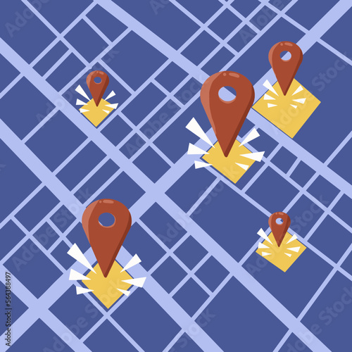 pin point on the map, map with navigation icon, pointer site selection vector