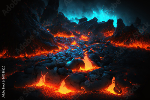 Volcano, lava, magma, background. Generative AI