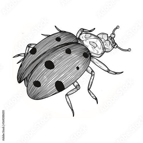 handstyle engraving illustration of a ladybug