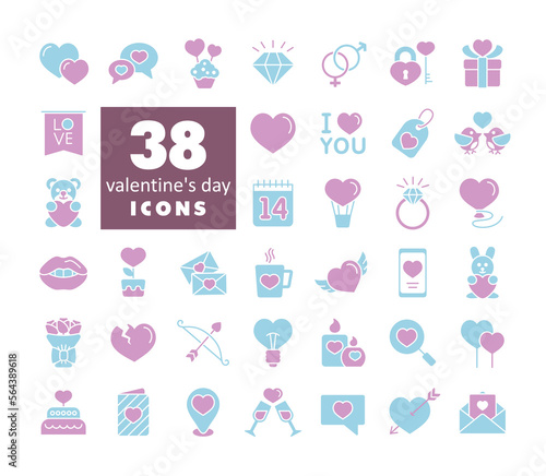 Valentine day set vector glyph icons