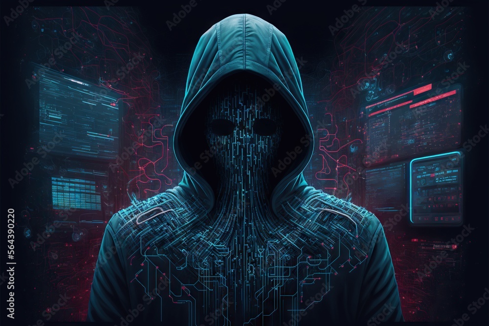 Cyber security abstract concept. Dark background. Generative AI Cyber security abstract concept. Dark background. Generative AI