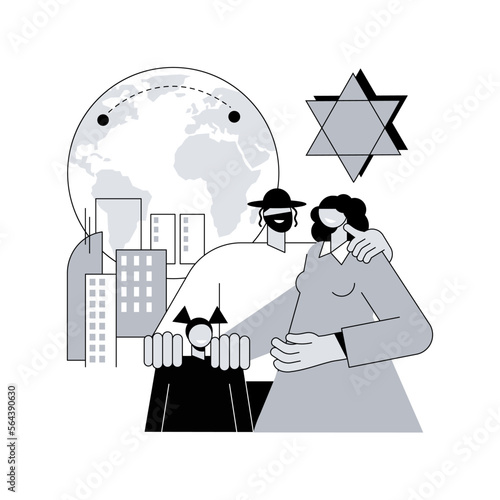 Diaspora abstract concept vector illustration. Jewish diaspora, forced movement, star of david, living outside, ethnic religious group, jewish communities, foreigners group abstract metaphor.