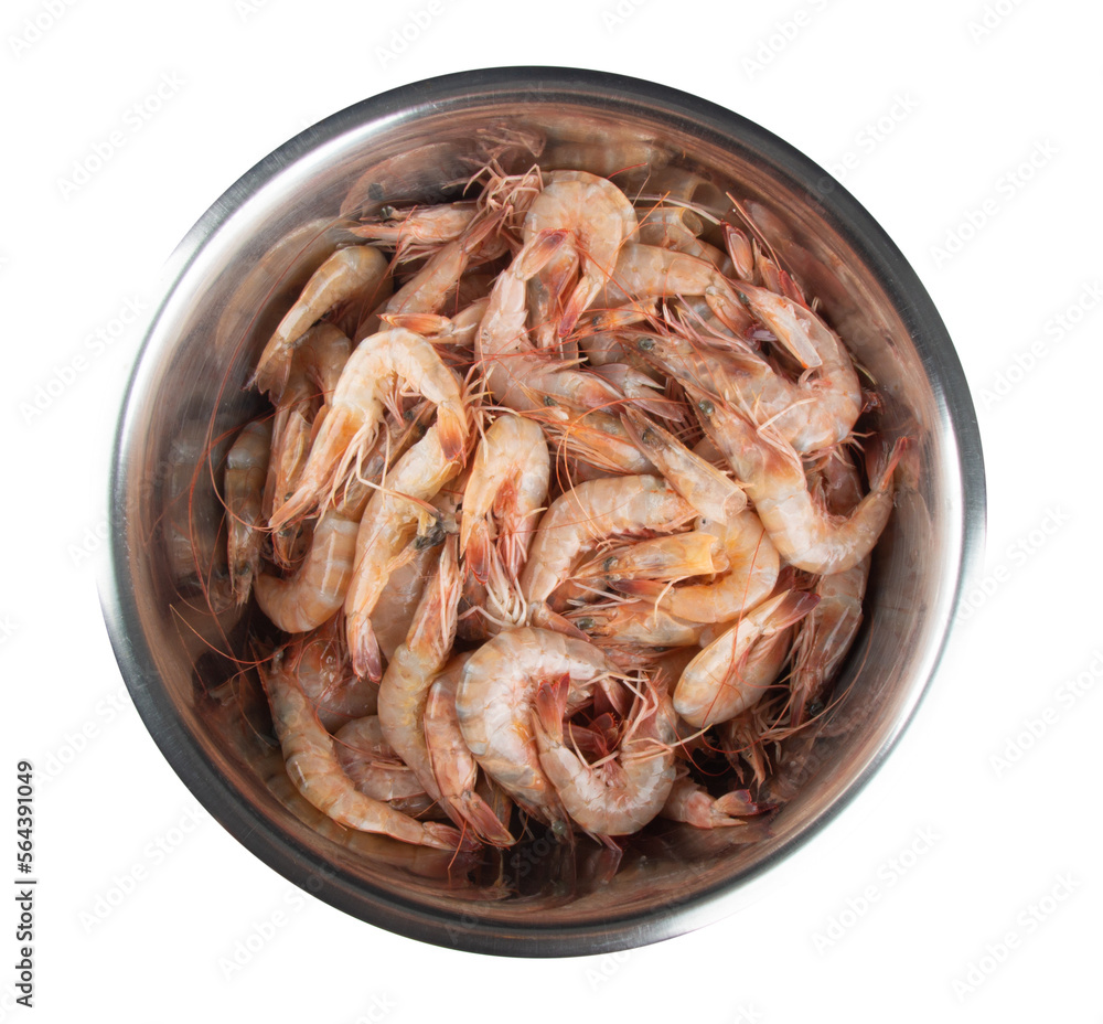 View Fresh shrimp in the bowl top view View Fresh shrimp in the bowl top view