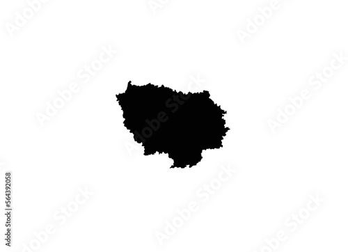 Ile de France region map black