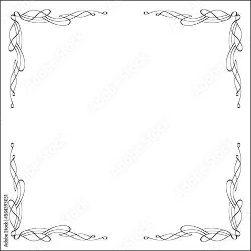 Black and white monochrome ornamental border for greeting cards  banners  invitations. Isolated vector illustration. Art nouveau style
