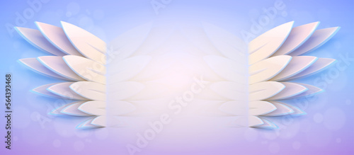 Pair of magic wings. Stylish banner with copyspace place for text or logo. Fairy tale design element. Vector illustration