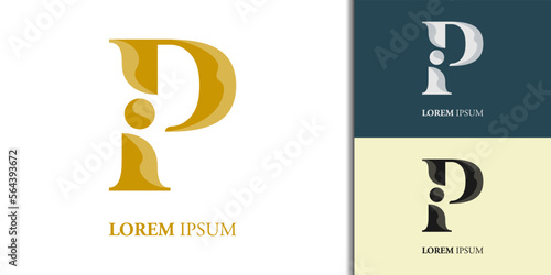 Luxury initial P iP Pi  logo design template