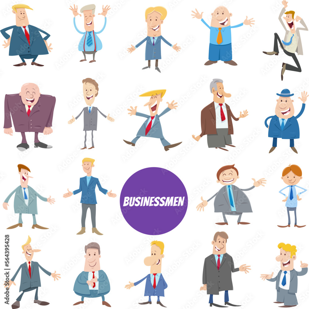 cartoon businessmen or men comic characters big set cartoon businessmen or men comic characters big set