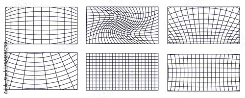 set of grid line abstract wave texture vector
