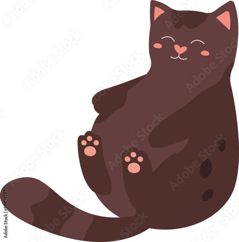 Cute domestic animal kitty flat icon Brown cat