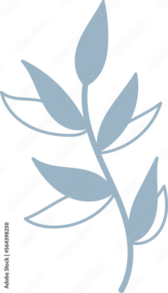 Hand drawn abstract plant branch flat icon Spring floral design