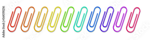 Paper clips clamp. Colour cartoon office paperclip. Paper clip icon attached attach document or file. Vector