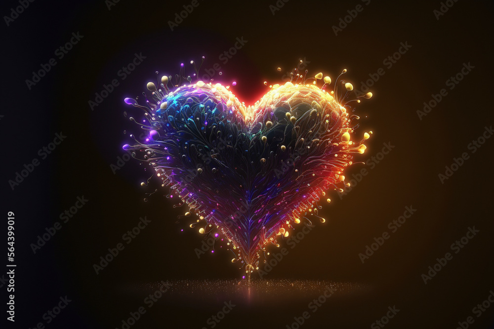 Heart burst, Soft bokeh, Cinematic style, Bright neon, Exciting, Vibrant, Liquid gold - Generative Ai Heart burst, Soft bokeh, Cinematic style, Bright neon, Exciting, Vibrant, Liquid gold - Generative Ai