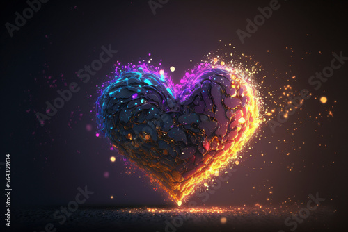 Heart sparkles  Bokeh blur  Cinematic look  Neon signs  Animated  Beaming  Liquid titanium - Generative Ai